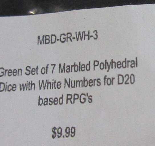 Polyhedral 7 piece Dice Set with Bag - Green Marbled