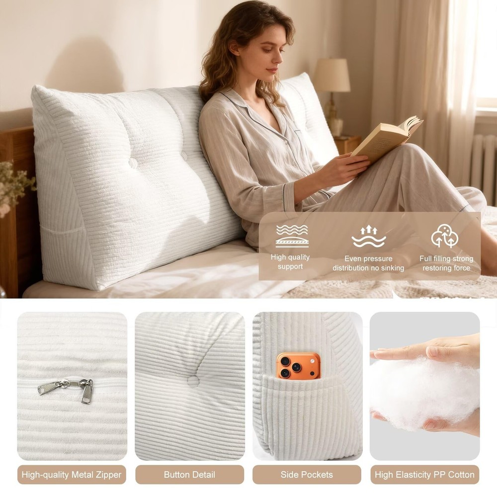 Wedge Pillow Headboard Twin/Twin XL Triangular Bed Wedge Pillow for Headboard...