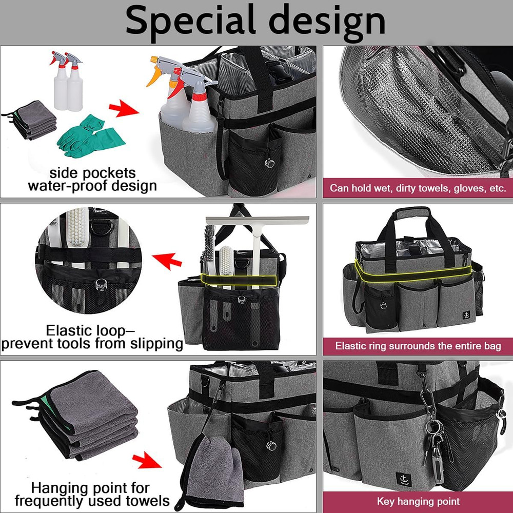 Timoxi Large Cleaning Caddy Bag Built-In Sturdy Support Board