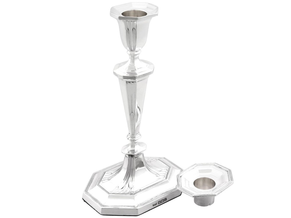 Sterling Silver Candlesticks Antique George V (1912)