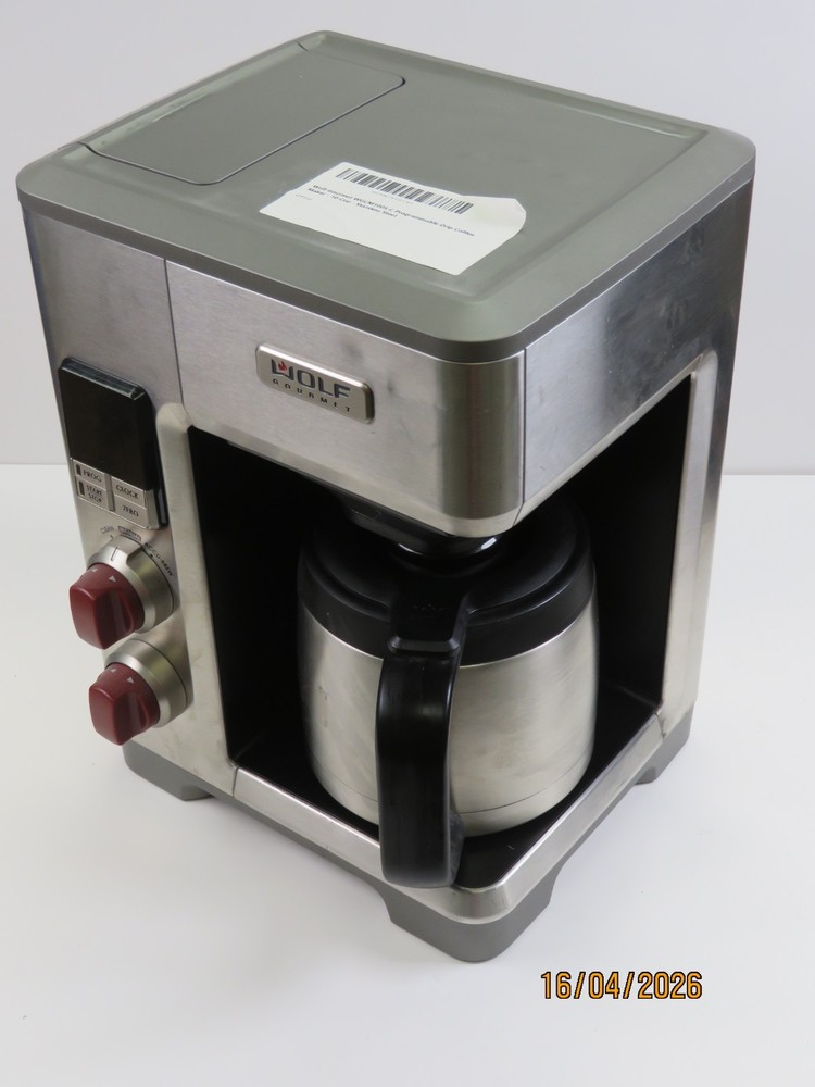 Wolf Gourmet Programable Coffee Maker WGCM100S Auto Drip System Red Knobs [G6]
