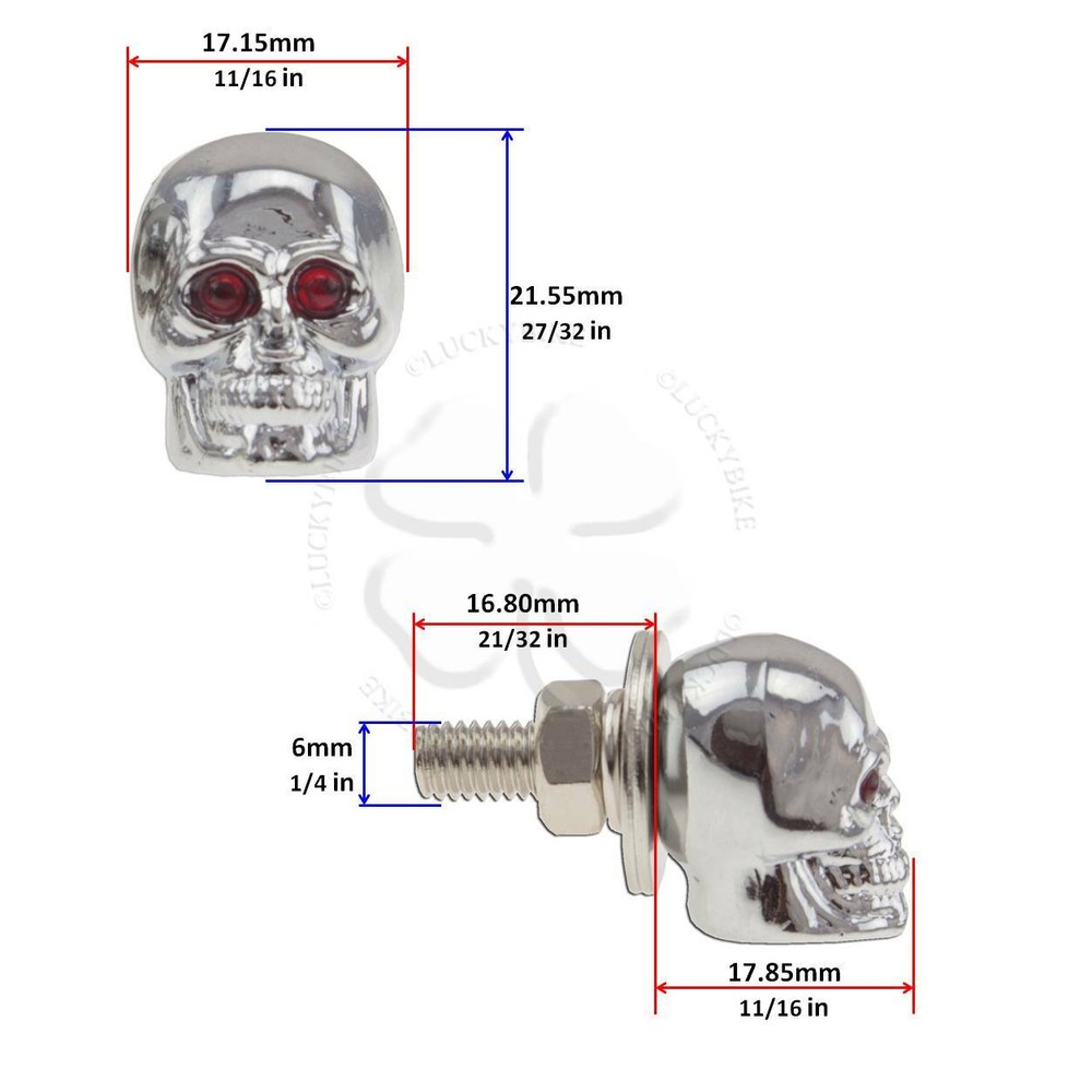 License Plate Bolt Red Motorcycle Car Tag Skull Bolt