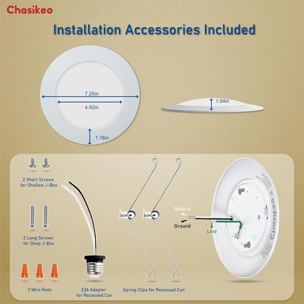 Chasikeo 12 Pack 6 Inch LED Disk Lights Dimmable Flush Mount Ceiling Disc Lights