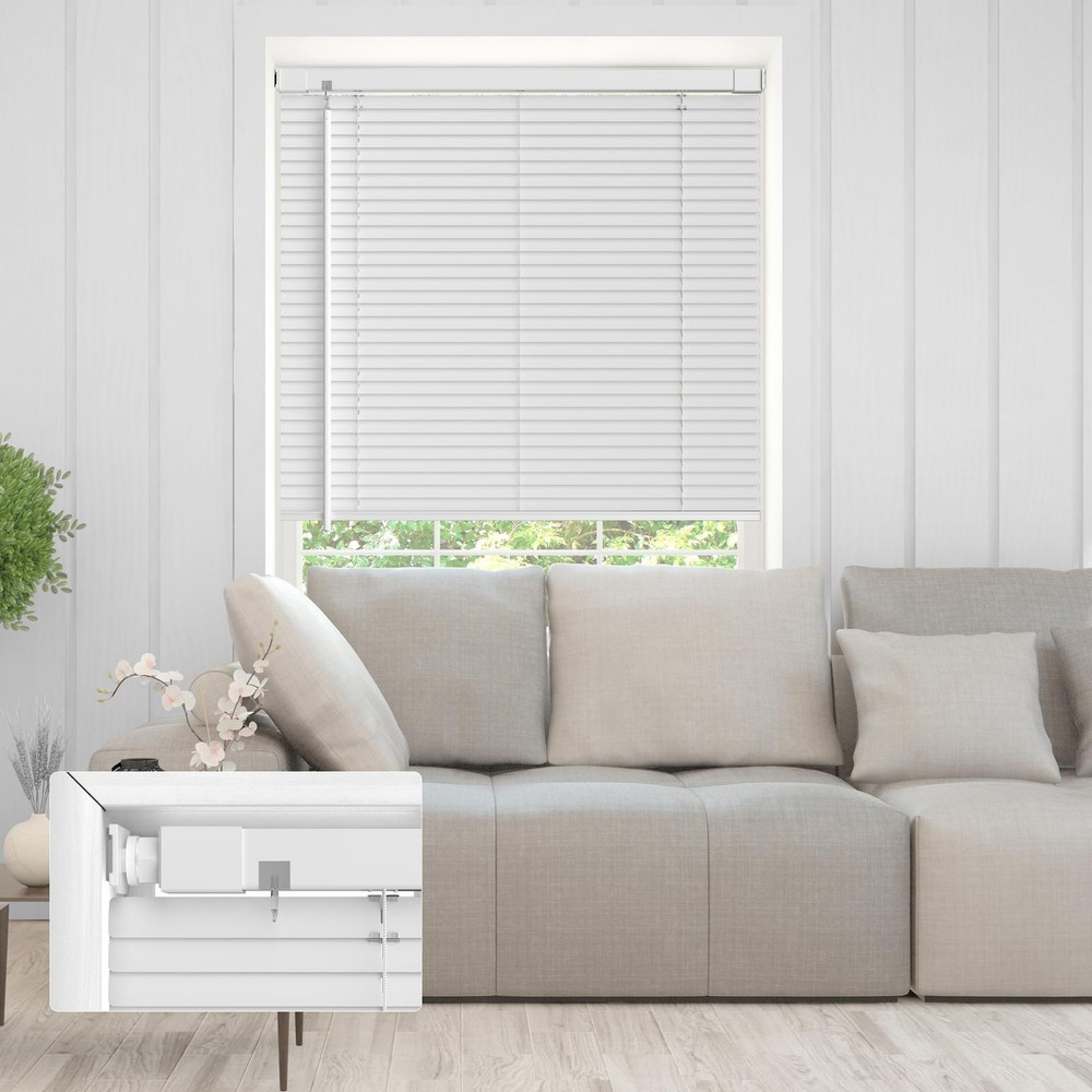 No Drill No Tool 1" Vinyl Mini Blinds, Light Filtering Horizontal Window Blin...