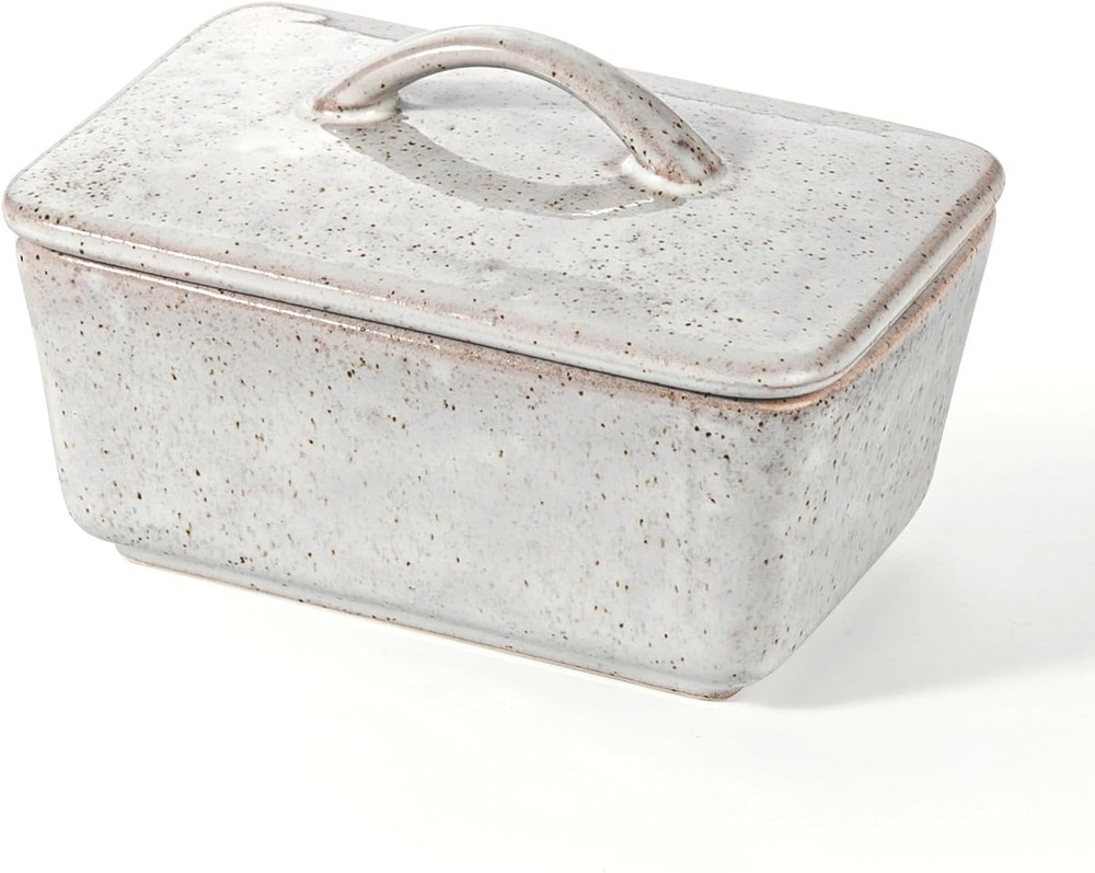Versatile 250g Butter Dish with Lid - Rustic Gray Ceramic for Modern Kitchens