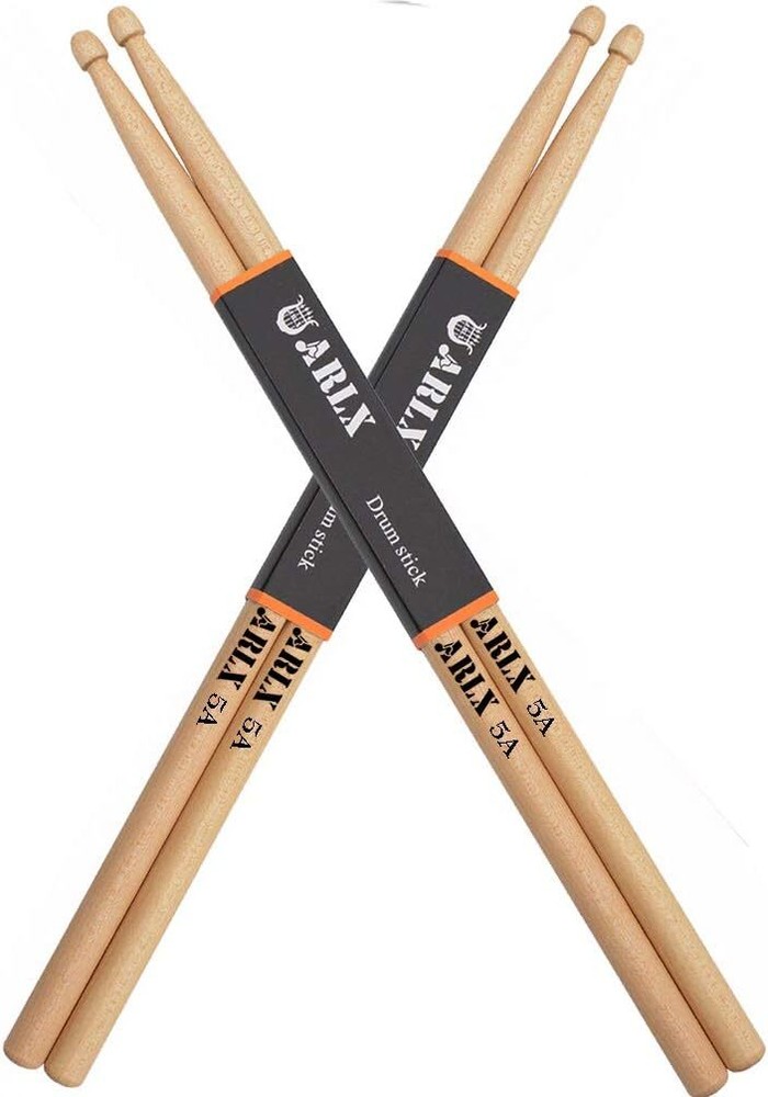 Drum Sticks 5A Maple Wood Tip Drumsticks 2 Pairs for Drummers & Percussion