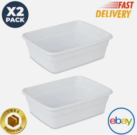2 pack Sterilite 8 Qt. Dishpan, Multi-Purpose Plastic Wash Tub, Kitchen, Sink,