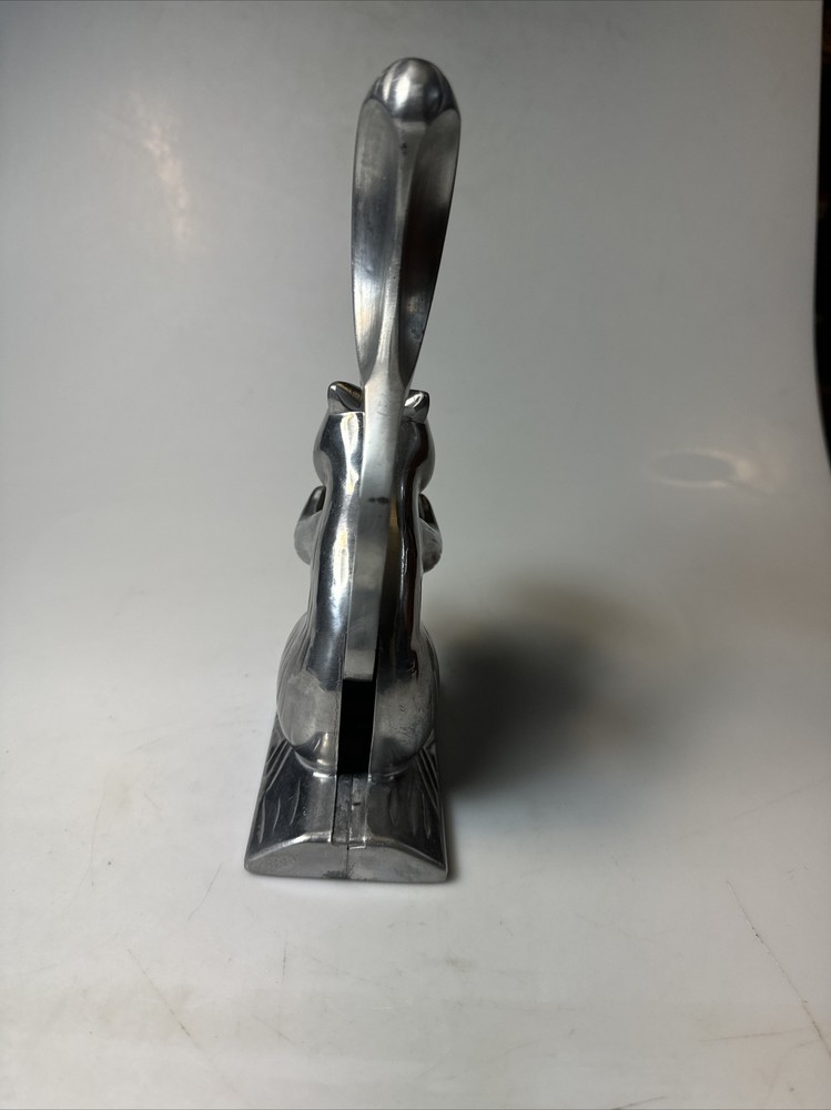 Vintage Squirrel Figural Cast Aluminum Nut Shell Cracker Long Tail Handle Retro