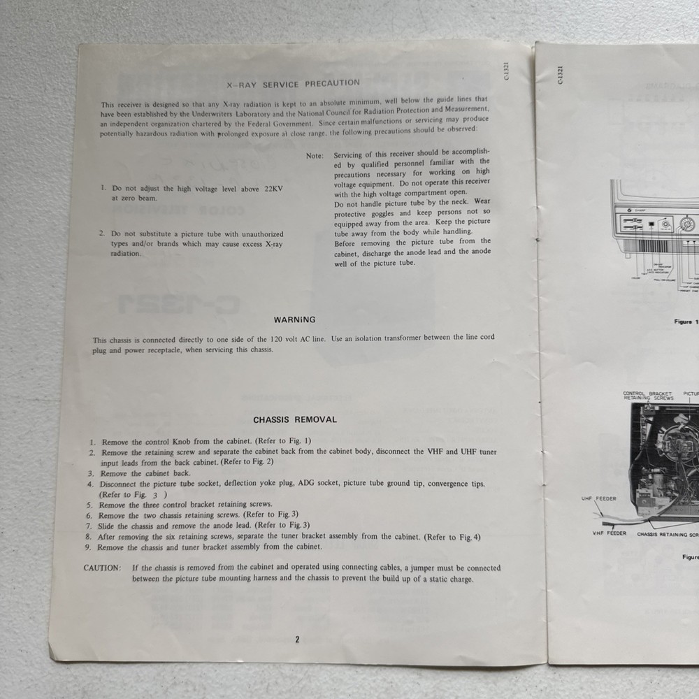 Sharp Electronics Color Television Model C-1321 Service Information