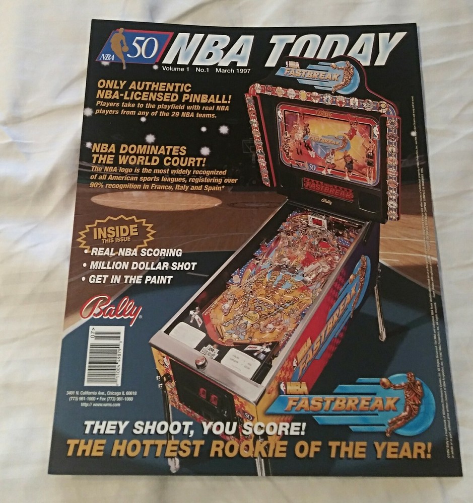 NBA Fastbreak Original Pinball Machine Advertising Flyer NOS Nice!
