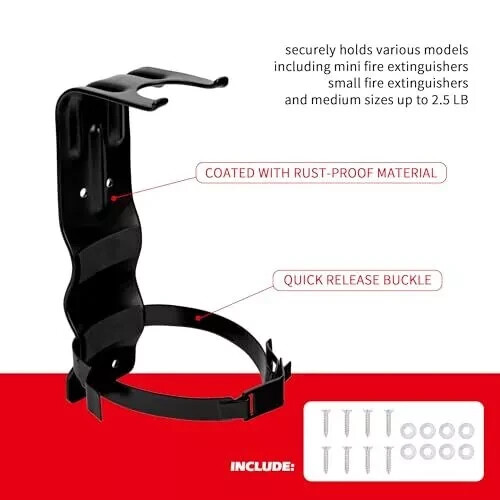 2 Pack Fire Extinguisher Brackets- Fire Extinguisher Wall Mount Bracket- 2.5 LB