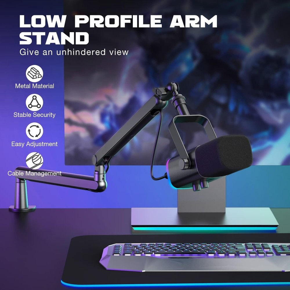 Versatile Adjustable Microphone Boom Arm for Podcasts, Gaming & Video Creation