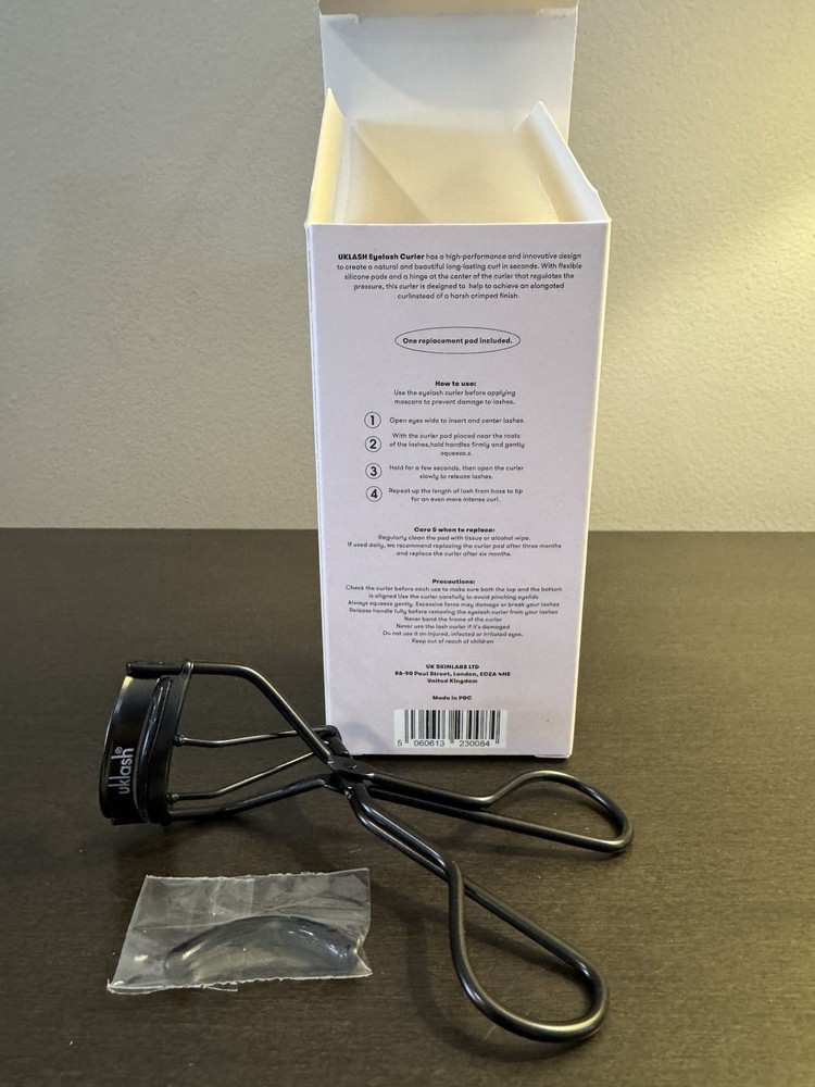 UKLASH Eyelash Curler with Refill Black Full Size NIB