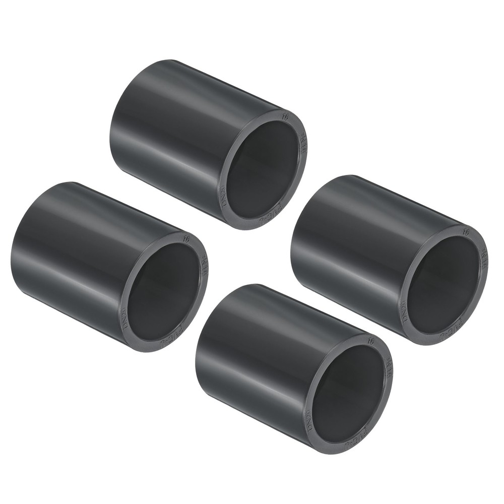 UPVC Pipe Fitting 25mm Socket, 4 Pack Straight Coupling, Dark Grey