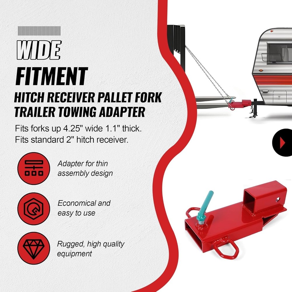Clamp On Forklift 2" Hitch Receiver Pallet Fork Trailer Towing Adapter