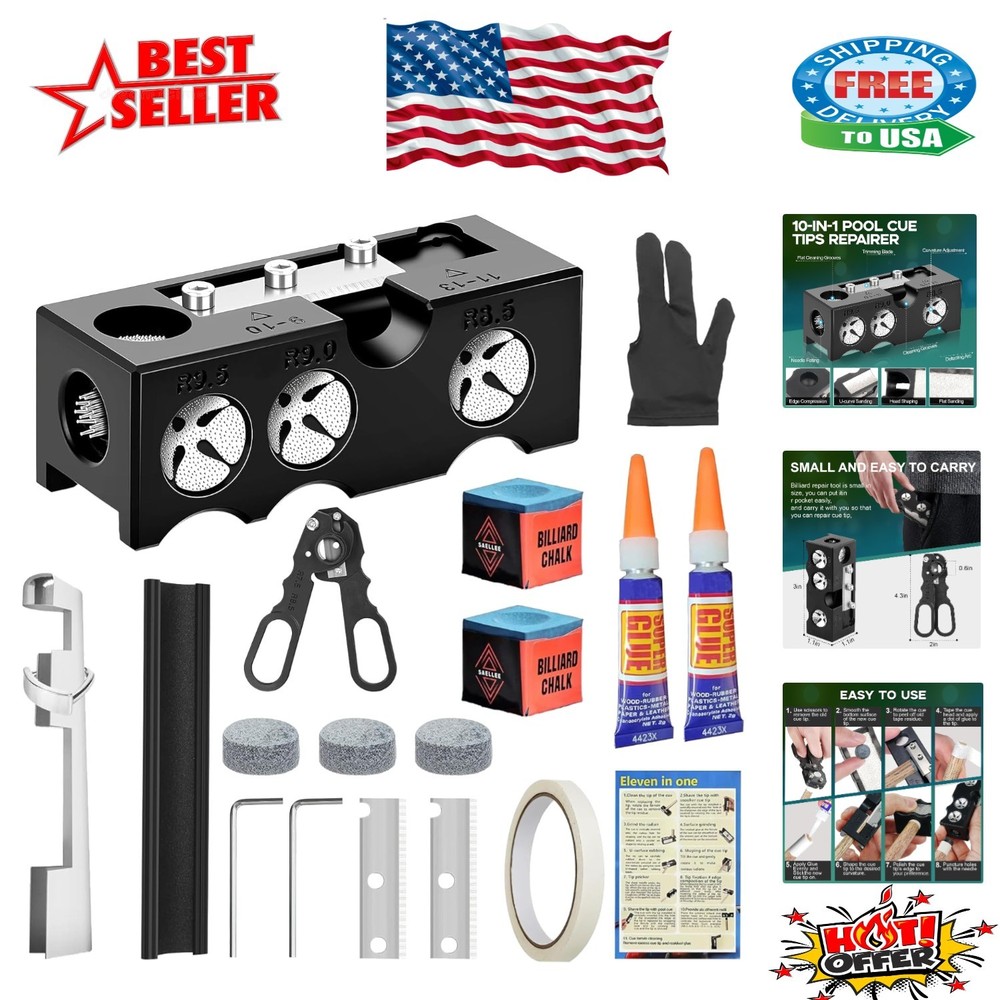 Complete Pool Cue Repair Kit: 11 Tools for Precision and Performance Enhancement