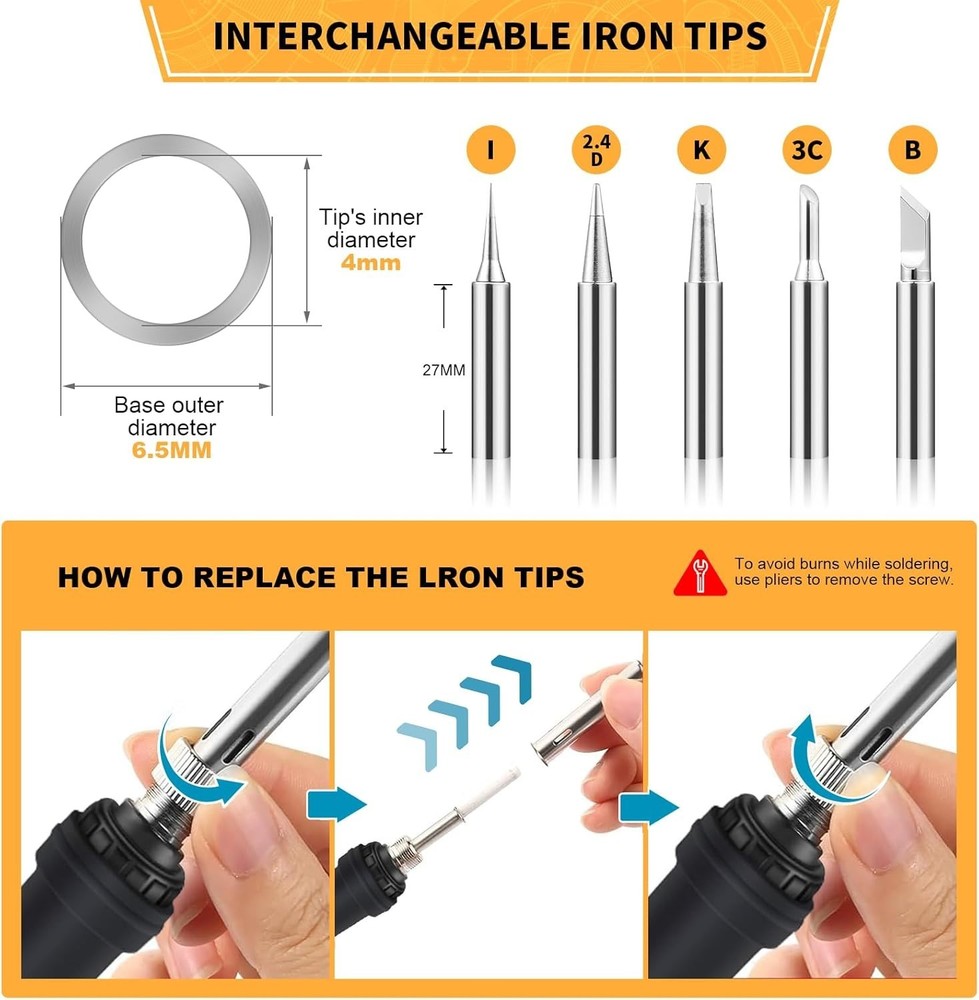 Versatile Soldering Iron Kit with Silicone Handle - Perfect for DIY Projects