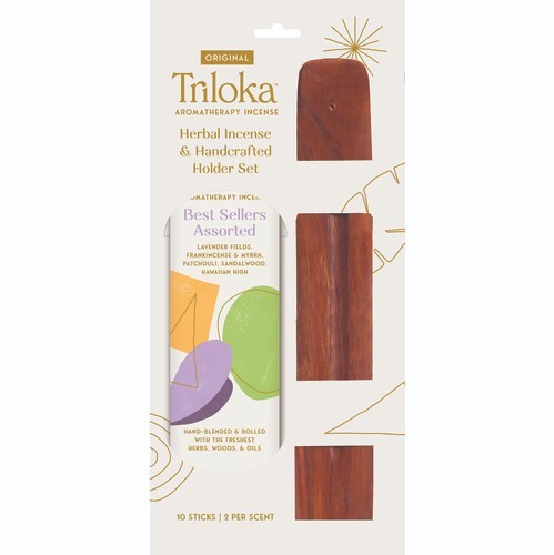 Triloka Herbal Incense and Handcrafted Holder Set