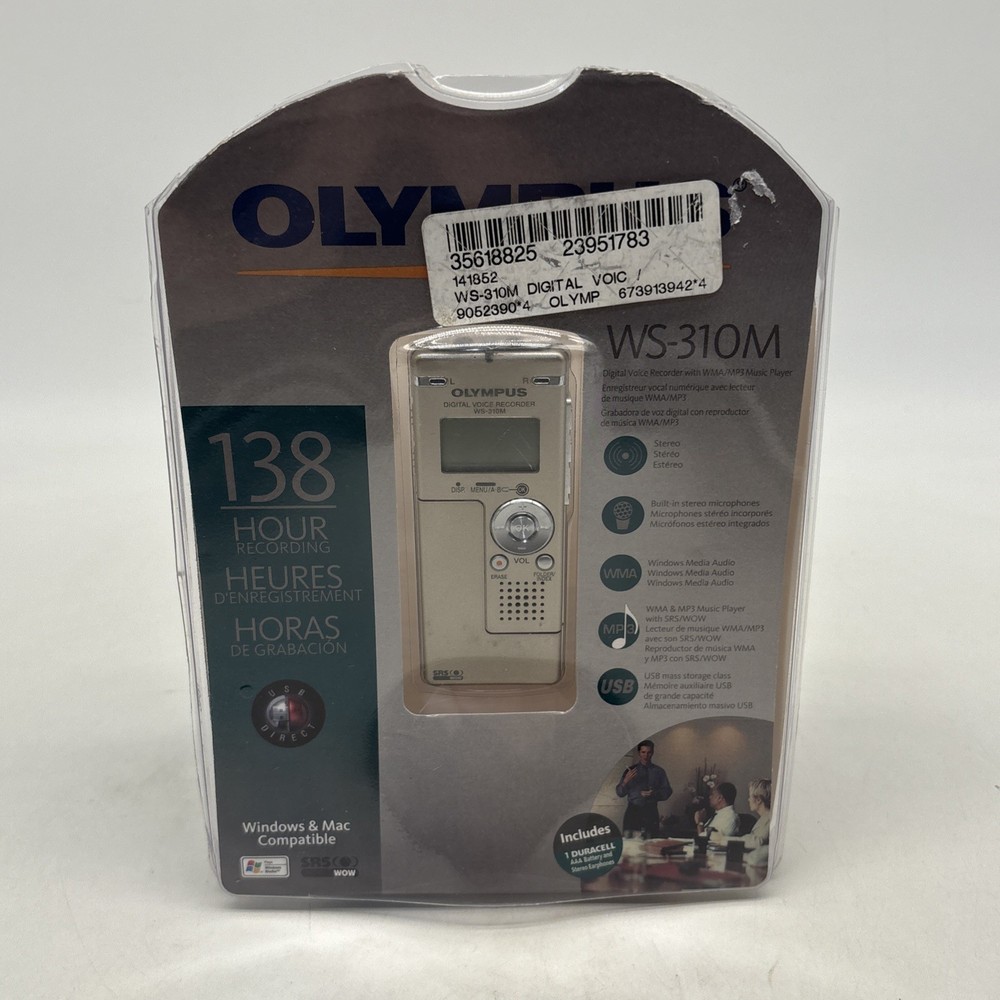 Olympus WS-310M Digital Voice Recorder USB Sound Silver Compact Tested!