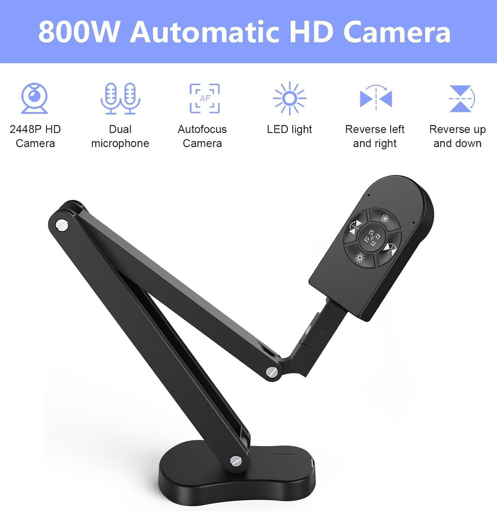 THUSTAR 8MP Document Camera & Webcam 4K with Dual Microphones, USB Visualise/g