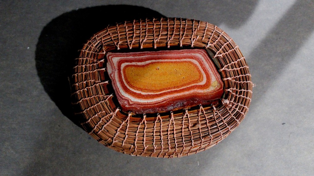 Pine Needle Art Piece Basket Agate