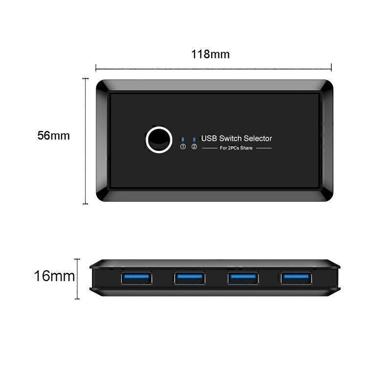 USB 3.0 Switcher Selector 2 Computers Sharing 4 Port USB Devices KVM Switch Hub