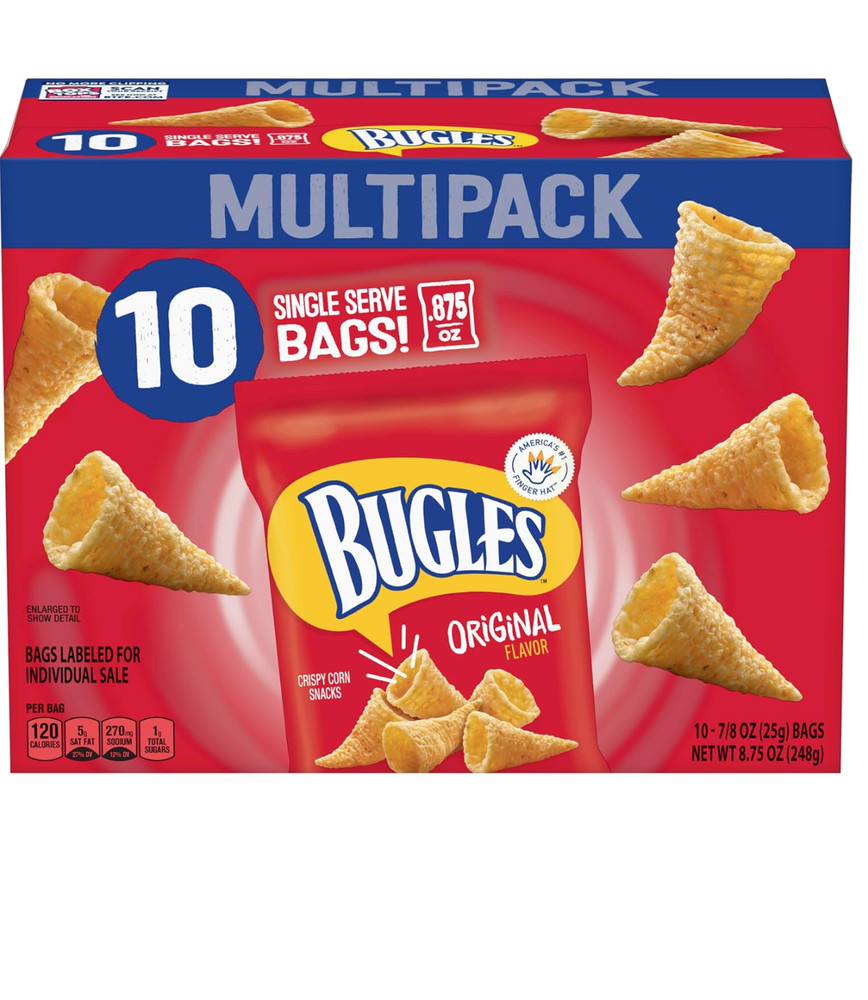Bugles Original Crispy Corn Snacks, Snack Bags Multipack, 10 Ct, 8.75 oz
