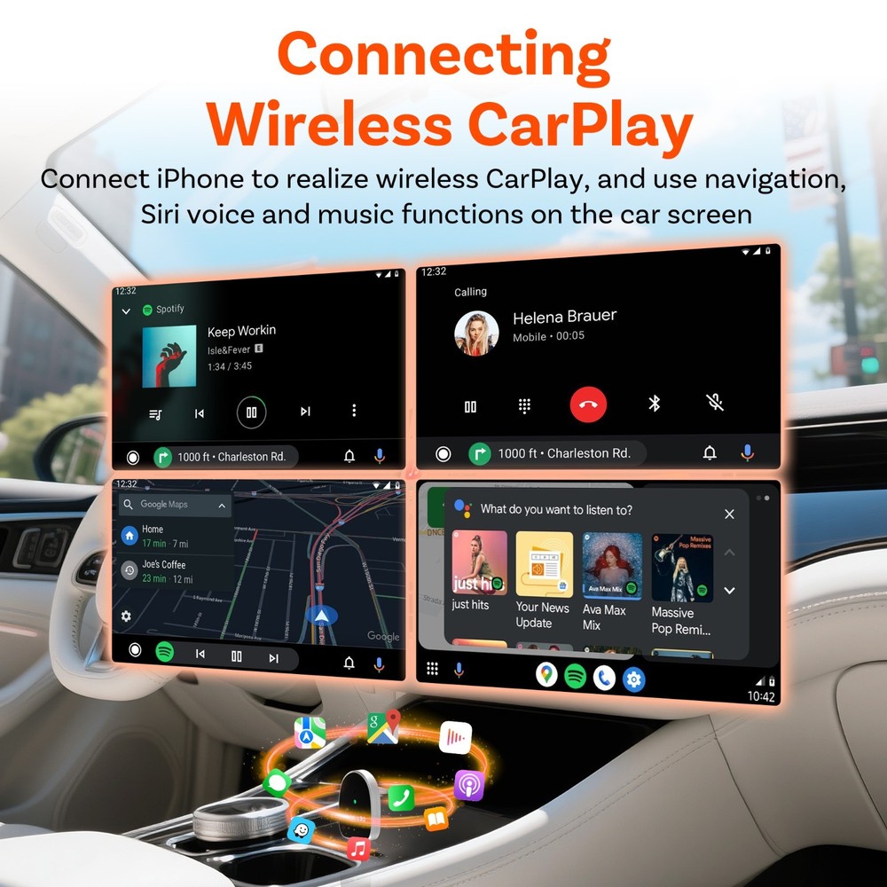 Getpairr USB Auto Wireless CarPlay Adapter For Apple+Android Dongle Plug＆Play