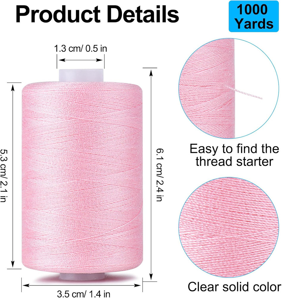 Simthread All Purpose Sewing Thread, 4 Spools Each 1000 Yards of Polyester Threa
