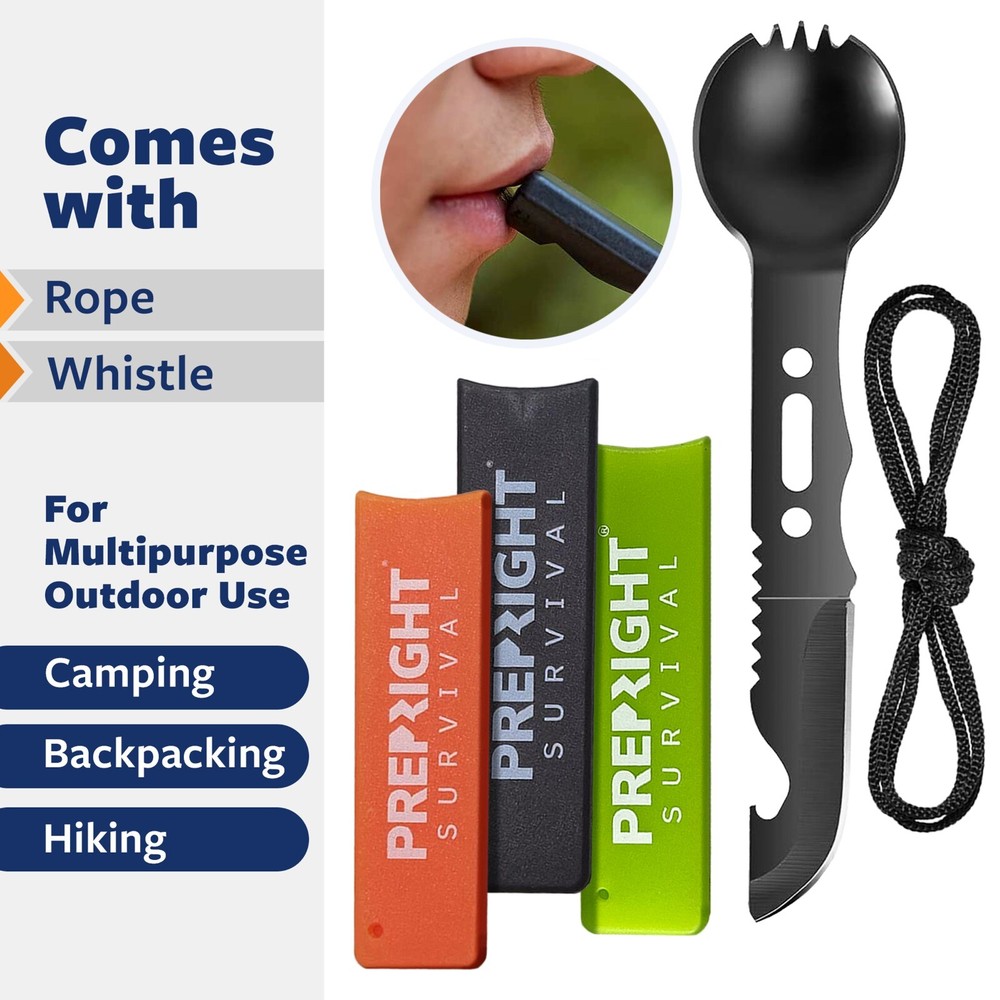 Prep-Right Multipurpose Tactical Spork – Stainless Steel – Green