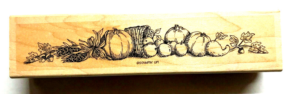 Wood/Rubber Stamp Thanksgiving Harvest Border/Cornucopia