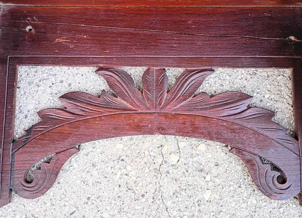 Antique Primitive Scroll Cut Carved Leaf Fretwork Wall Clock Book Shelf