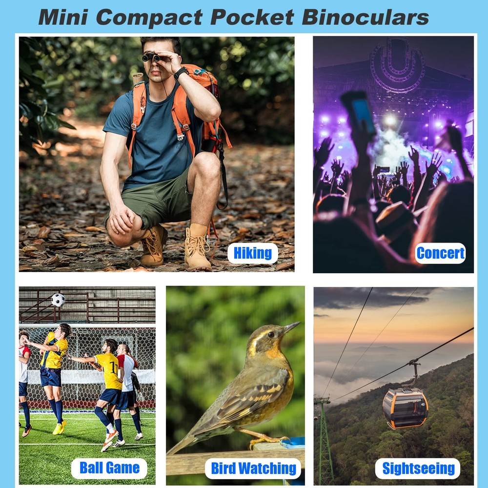 Anourney 8x21 Mini Compact Pocket Binoculars, Lightweight Foldable Easy Focus...