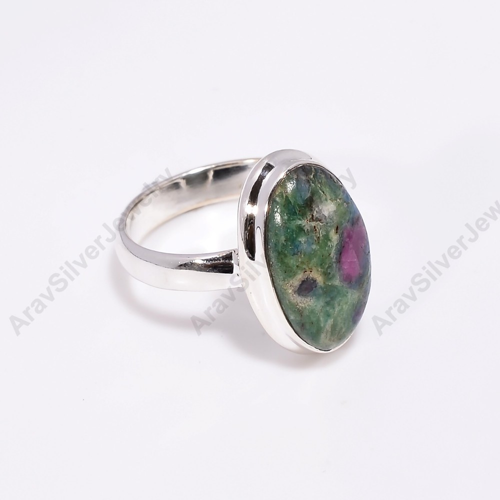 Ruby Fuchsite Gemstone Ring Handmade 925 Sterling Silver Jewelry Ring