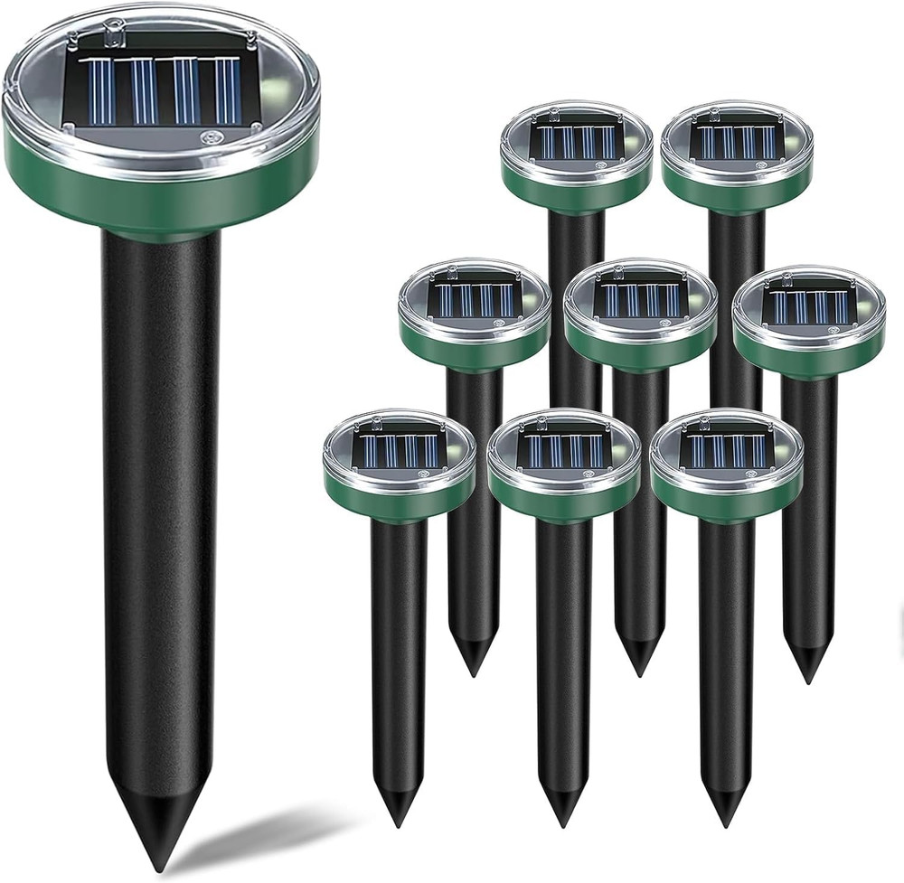 12PCAK Solar Powered Ultrasonic Mole Repellent,Snake, Groundhog Gopher, Vole Rep