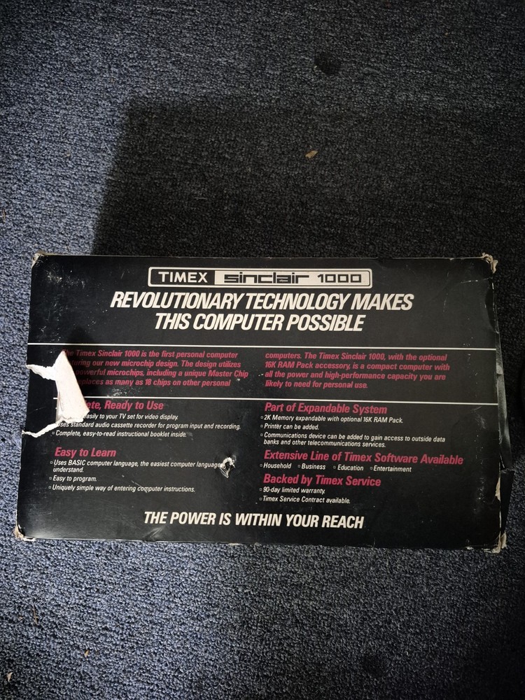 Timex Sinclair 1000 Vintage Personal Computer w/ Box (UNTESTED)