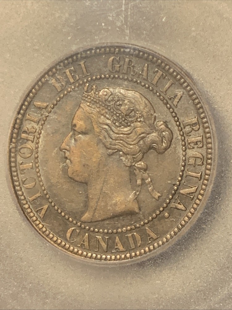 1876-H CANADA LARGE CENT ~ ICG AU50