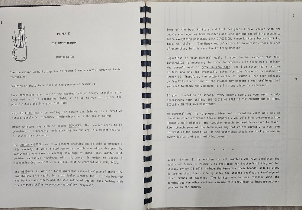 Nicely Knit Primer II Basic Instruction Technique Lesson book Machine Knitting