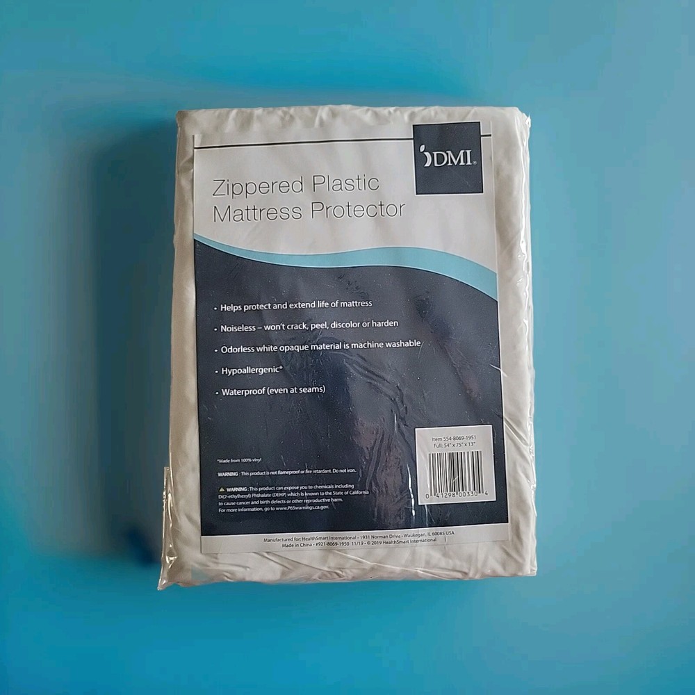 DMI Full Size Zippered Plastic Waterproof Mattress Protector Hypoallergenic