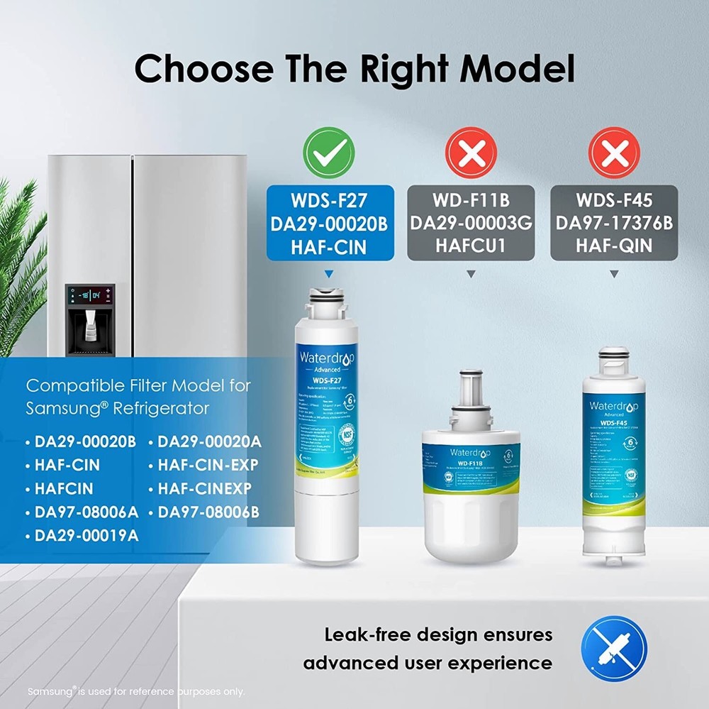 Waterdrop Replacement for Samsung DA29-00020B Refrigerator Water Filter, 4 Packs
