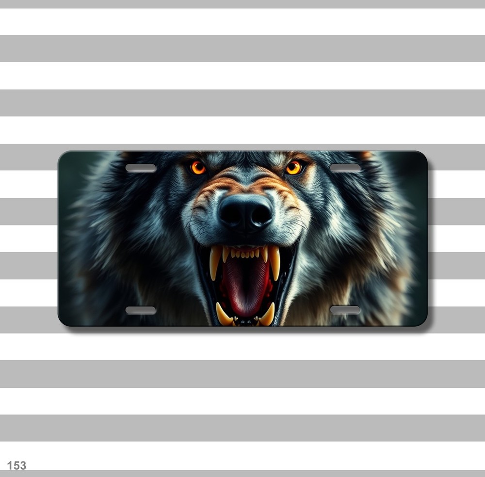 Hyperrealistic Wolf License Plate Fierce Expression Customizable Front Plate Hol