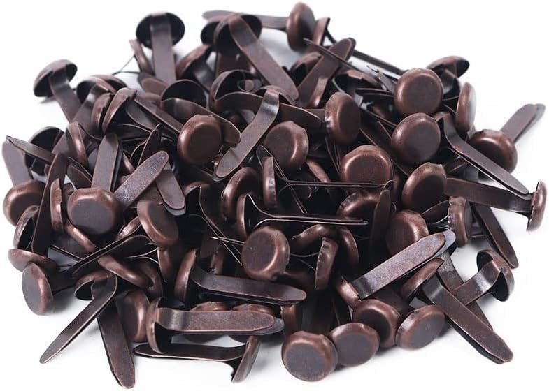 100 Pcs Copper Multicolor Mini Brad Fasteners Round Paper
