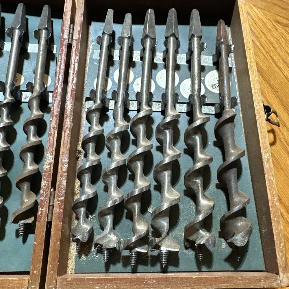 Vintage Irwin Wood Bit Set 13 Auger Bits in Original Box Missing 1”