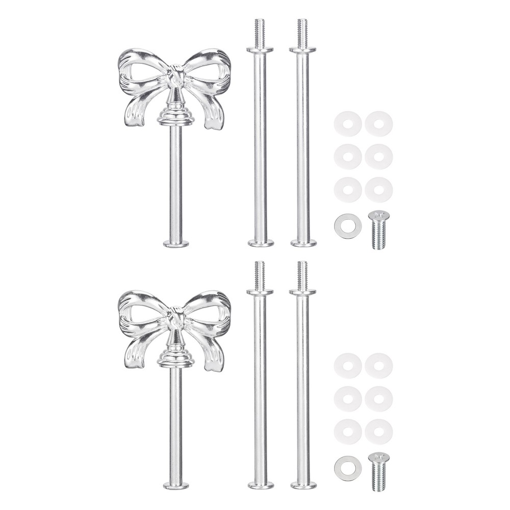 2 Set 3-Tier Cupcake Stand Hardware Fittings for Cake Stand Bow-Knot Silver