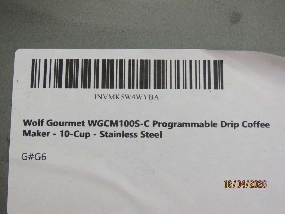 Wolf Gourmet Programable Coffee Maker WGCM100S Auto Drip System Red Knobs [G6]