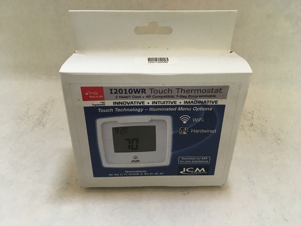 ICM Controls 2H/1C WiFi Programmable Touch Thermostat I2010WR