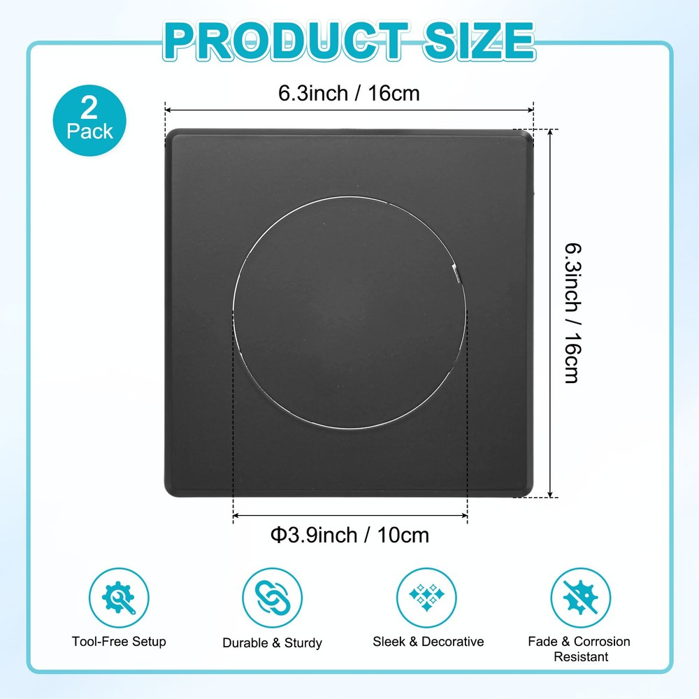 2-Pack Access Panel for Drywall, 4x4" Plastic Removable [Black, Round]