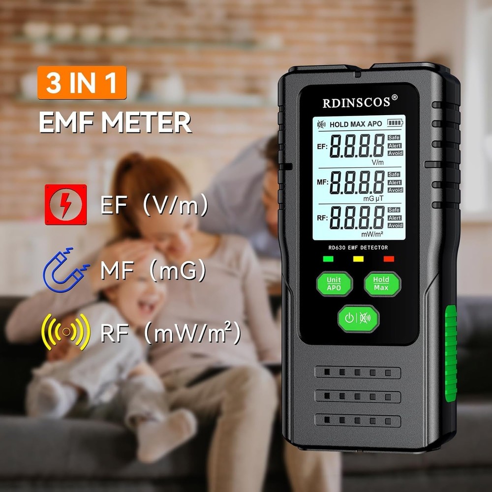 Smart EMF Meter for Home & Office: Three Radiation Detection with Mute Function