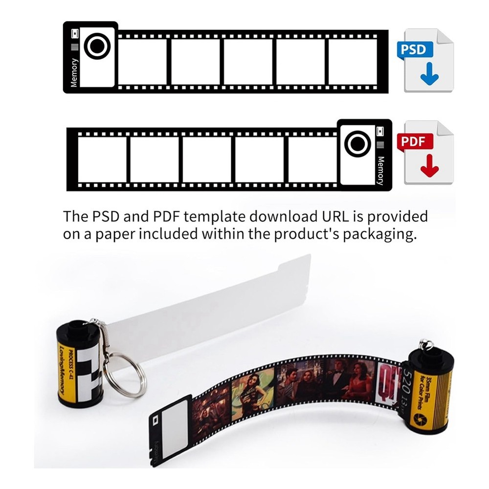 8 Pack Sublimation Memory Film Roll Keychain, Sided Sublimation Blank5487