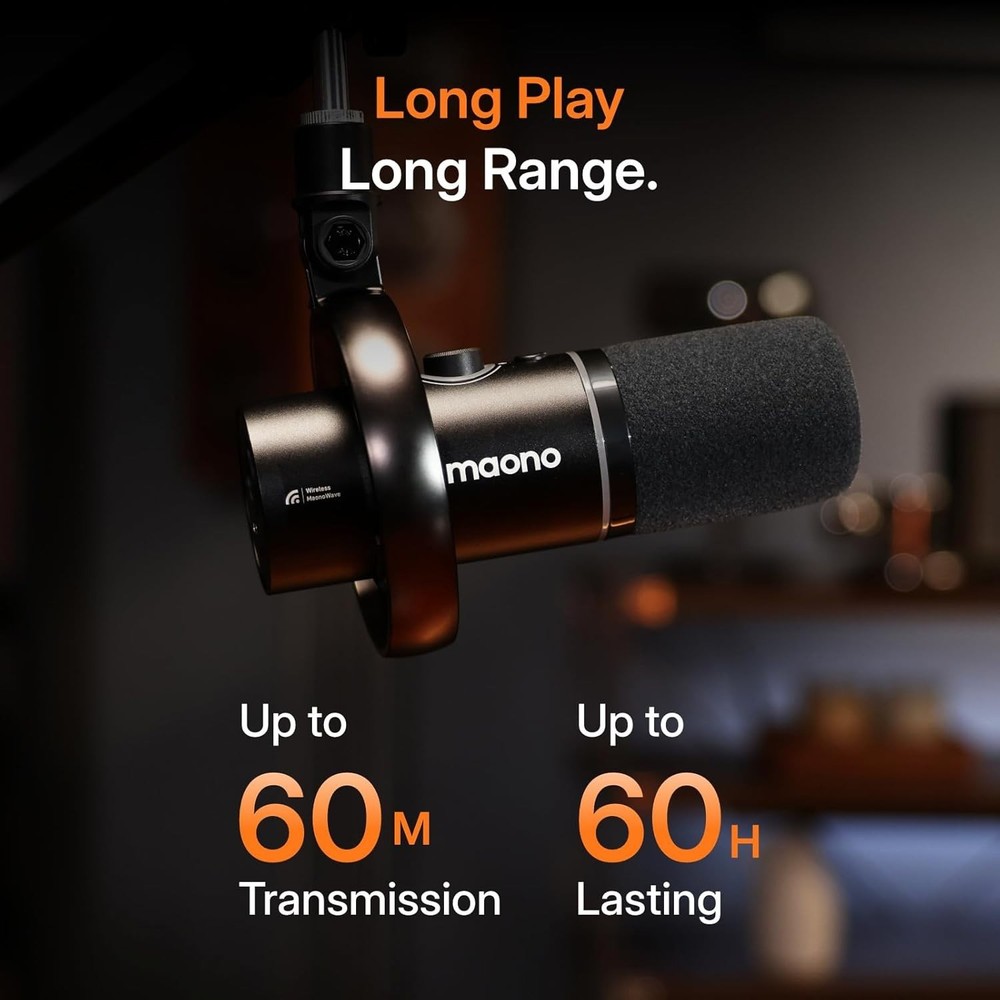 MAONO PD200W Hybrid Wireless Podcast Microphone for PC